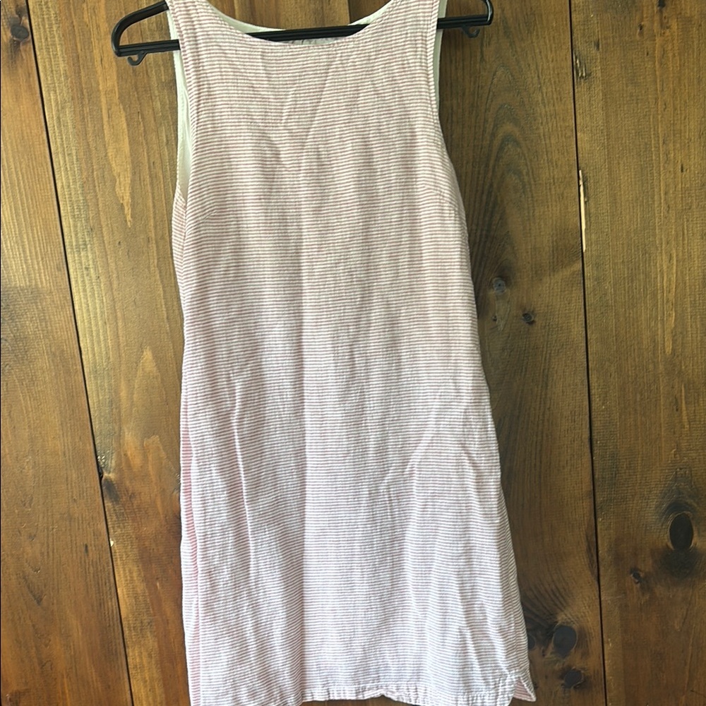 Beach Lunch Lounge Pink & White Cotton/linen dress size Small